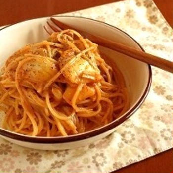 【560kcal】豚キム豆乳パスタ