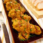 Simmer chicken drumstick roasted beautiful brown with almond garlic sauce using saffron (picada)  -Recipe No.1503-　【English】