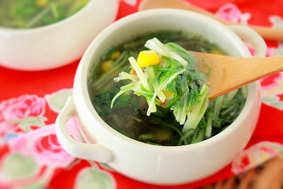 3分で！水菜の中華風スープ