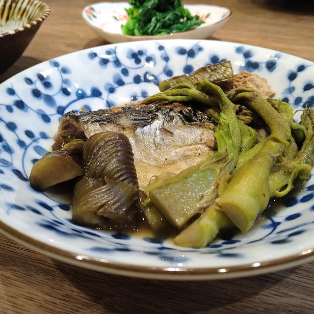 鯖とたらの芽 茄子の田舎煮