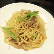 豚肉とシャキシャキもやしの塩麹パスタ