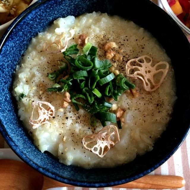 菊芋と葉玉ねぎの簡単キヌア入りリゾット