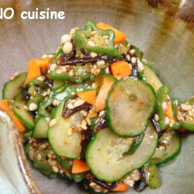 オクラとキュウリのネバネバ小鉢 By Junoさん レシピブログ 料理ブログのレシピ満載