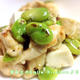 木綿豆腐とそら豆の野菜だし炒め