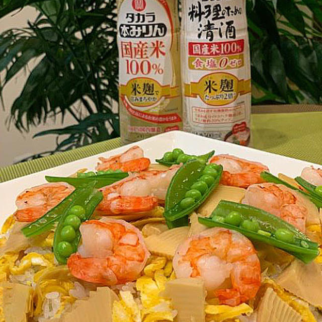 のんびりお休みの夕食は、筍と大粒むき海老で簡単バラちらし寿司です～レモンの花
