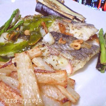 B.M.D.式　白身魚の香草焼きと野菜のグリル