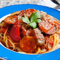 理想のトマトde簡単美味しいラタトゥイユ風味のスープスパゲッティ