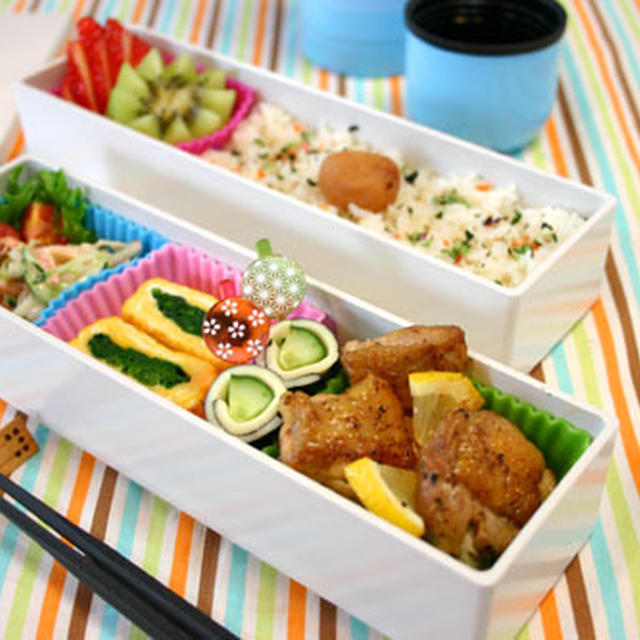 スパイシーチキンマリネの日ノ丸弁当☆
