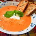 トマト＆2種のチーズのスープ ～ トマトの海にモッツァレッラ・アイランド♬ by mayumiたんさん