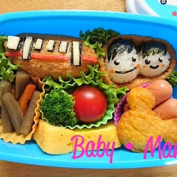 簡単 キャラ弁/いなり寿司で電車弁当