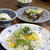 きゅうりと新しょうがの甘酢づけのちらし寿司。なすの肉はさみ蒸し。
