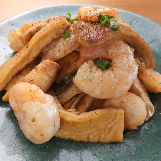 高野豆腐とエビの炒めもの