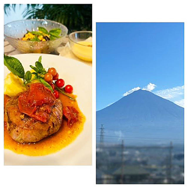 レッスンはファンネル挟んで合いびき肉で・・ソースがさっぱりサルティンボッカ風～夏山富士山