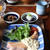 秋鮭のムニエル定食。ガーデンシクラメンの寄せ植え。