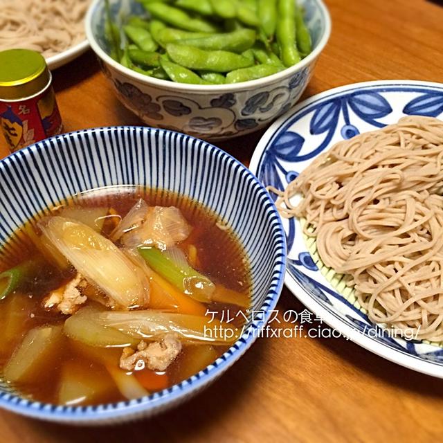 冬瓜と豚肉のつけ蕎麦（夕食2015.7.31）