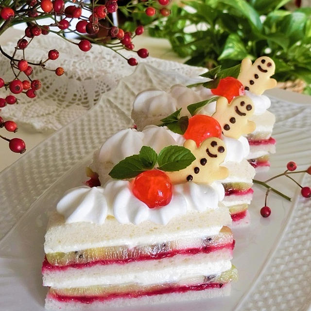 レシピ＊簡単♪クリスマスのレアチーズケーキ風サンドイッチケーキ