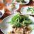 豆腐ハンバーグ、きのこ麺つゆあん。