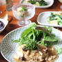 豆腐ハンバーグ、きのこ麺つゆあん。