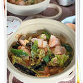 鮭と冬野菜の土手鍋風 塩麹味噌煮