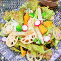 麺つゆで作る甘めのドレッシングがあぅ～♪揚げ根菜のサラダ
