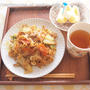 祝日朝ごはん　-焼きそば-　☆　つぶやき