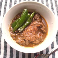 鶏レバーの、塩麹インド風カレーと、古い浴衣生地の事