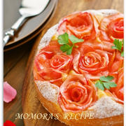 リンゴ1個とホットケーキミックスで簡単お菓子♪華やか薔薇りんごケーキ炊飯器でもOK♡母の日や記念日に