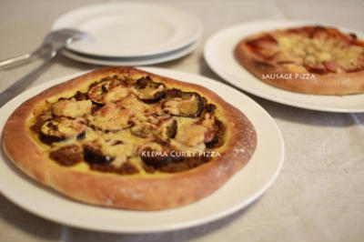 トロトロ茄子のキーマカレーPizza＆即席トマトソースPizza