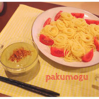 お豆腐＆小松菜入り♪ピリ辛ミートのつけスパゲティ＊