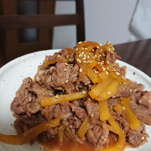 簡単！牛肉とたくあんの炒め物