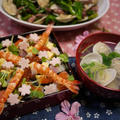 ひな祭りディナーで菜の花と蛤の♥春のペペロンチーノ風炒め＆作ってくれました～♪