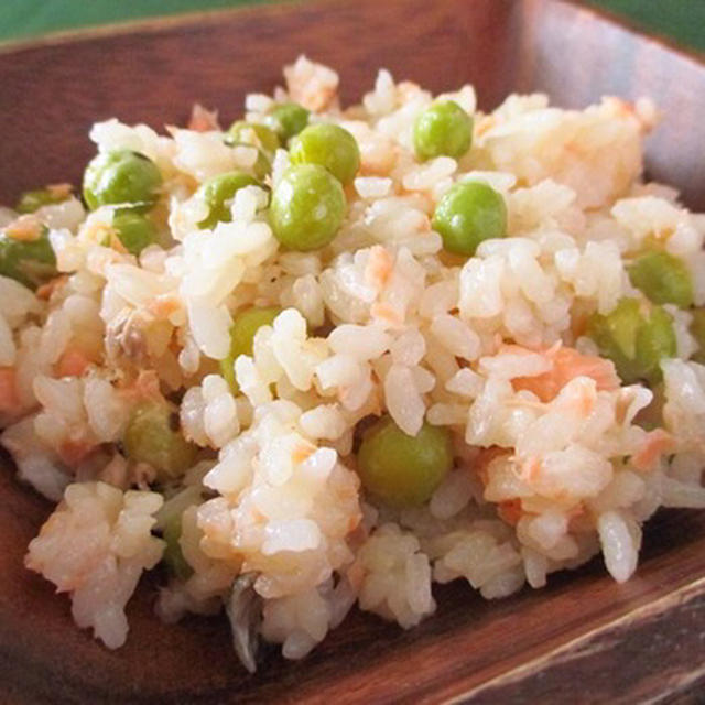 うすい豆と鮭のリゾット 