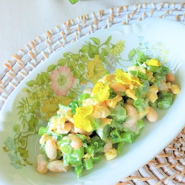 菜の花と大豆のヘルシーサラダ