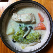 酒粕と豆乳を使って「秋鮭のクリームシチュー」