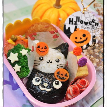 *ハロウィン*黒ネコちゃんと白ネコちゃんのお弁当♪