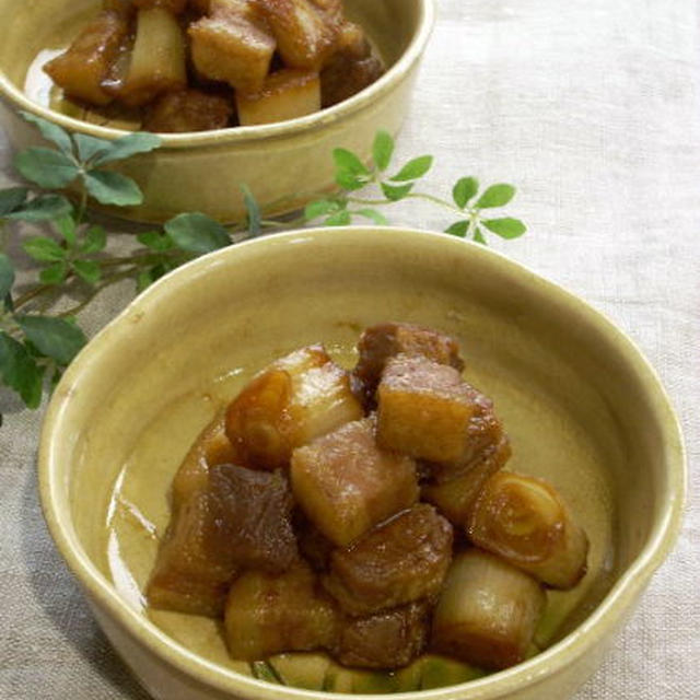 豚バラ肉とねぎの味噌照焼き