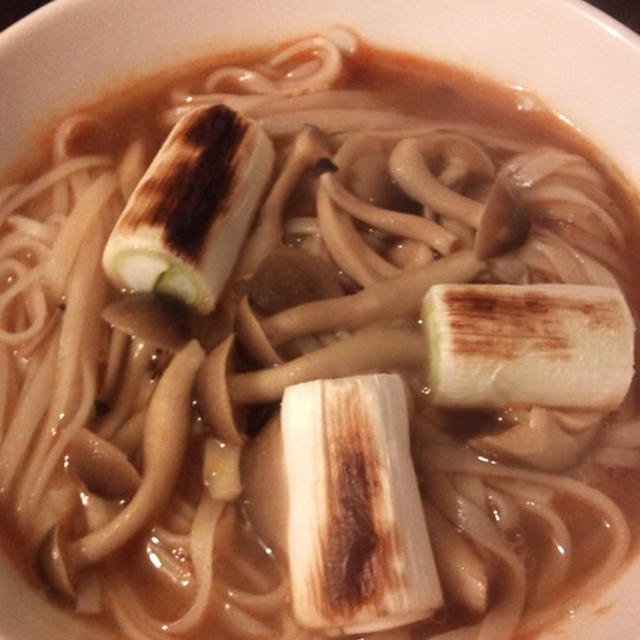 こんがり長ネギときのこのカレーうどん