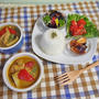 缶詰活用♪スパイシーカレープレート（カレー2種・トマトのナンプラー和え・茄子のキムチ和え・・）