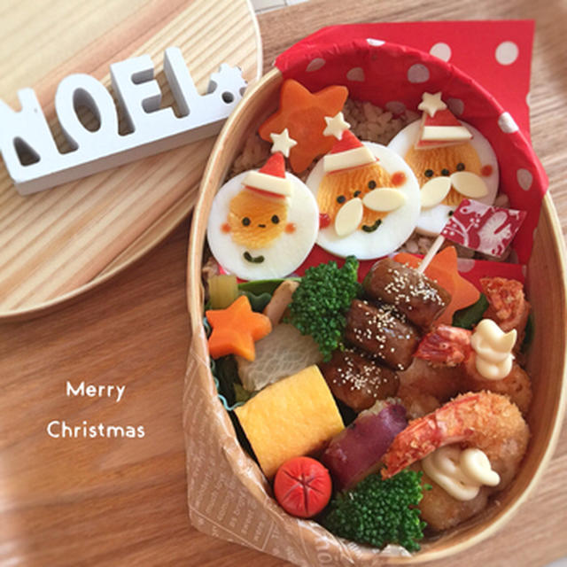 クリスマス☆ゆで卵で作る簡単♩サンタ弁当☆キャラ弁