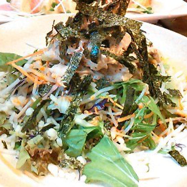 クックモニター当選★【10品目のサラダ】蒸し鶏のサラダ蕎麦。