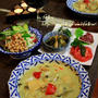 ◆グリーンカレーに蒸大豆でサラダ♪