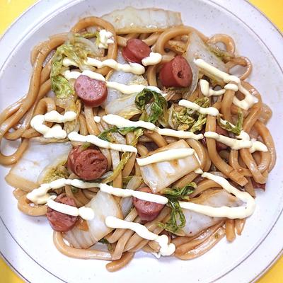 白菜たっぷり５分で完成焼きうどん