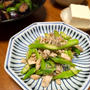 茹で鶏とアスパラの炒め物