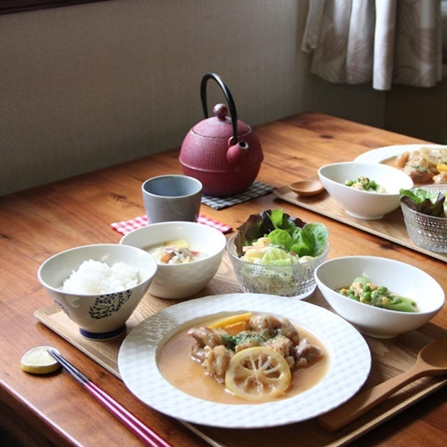 鶏肉のレモン煮・献立。