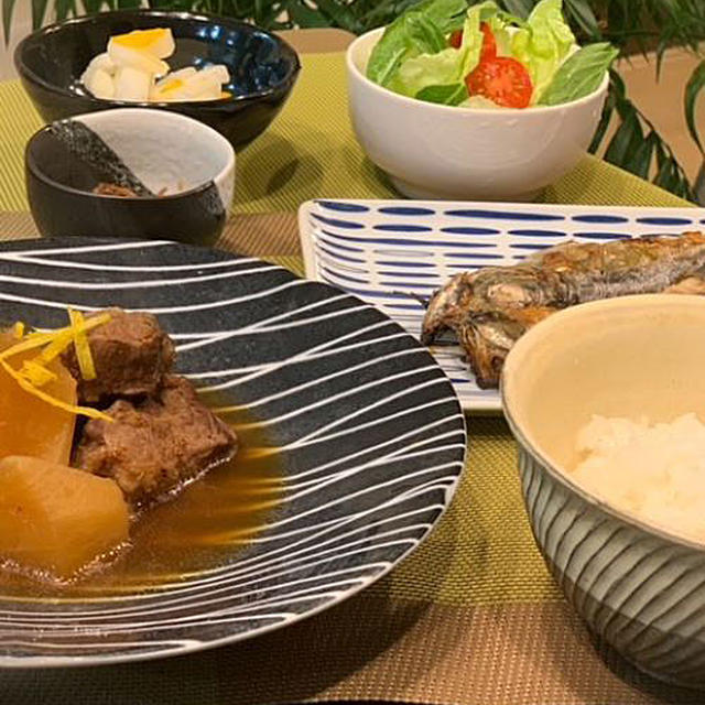 ほっこり煮物で和食晩ごはん‥今朝の富士山