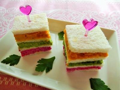 カラフルな３色野菜サンドイッチ
