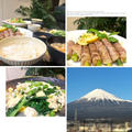 無煙ロースター放置で「グリーンアスパラガスの肉巻き焼き」もう一品は菜花消費・・昨日の富士山 by pentaさん