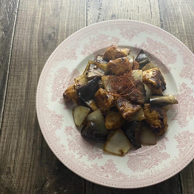 鶏むね肉とナスの中華炒め