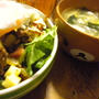 カレー風味のタコライス＆キャベツ豆腐ワカメの中華スープ