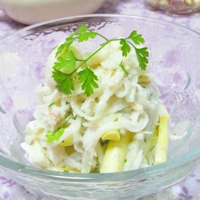 カニほぐしみと切り干し大根の白いサラダ By あごまるさん レシピブログ 料理ブログのレシピ満載